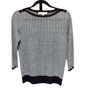 Ann Taylor Loft Black/White Stripe 3/4 Sleeve Top